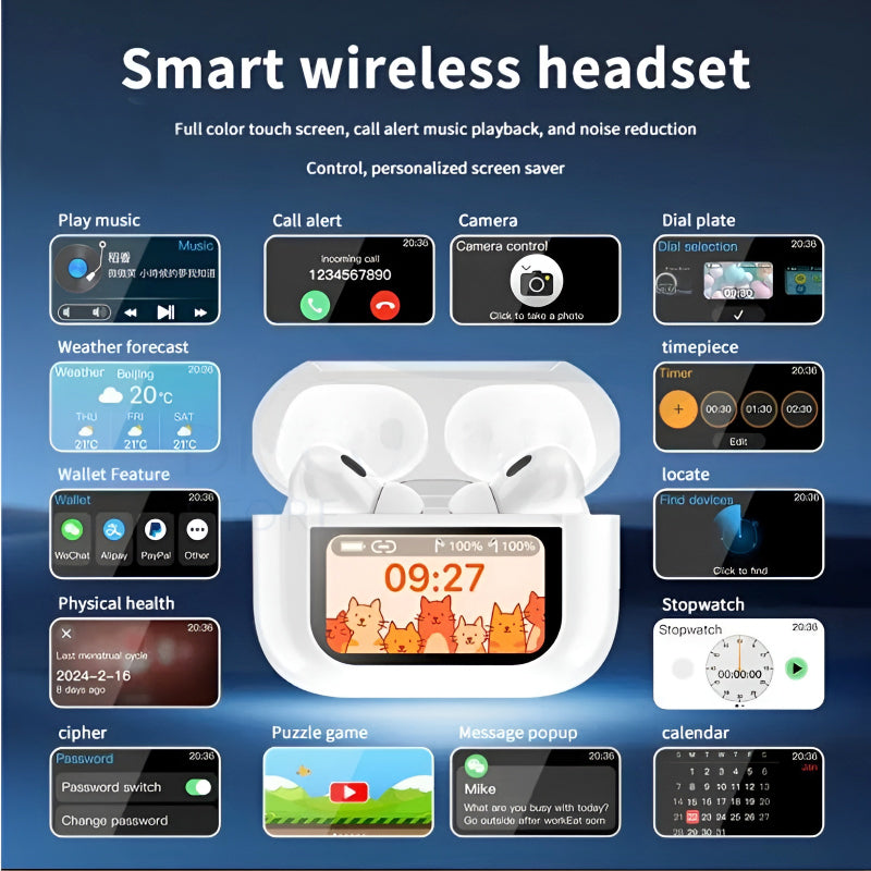 TOUCH SCREEN AIRPODS WITH HIGH QUALITY SOUND, ANC&ENC NOISE CONTROL