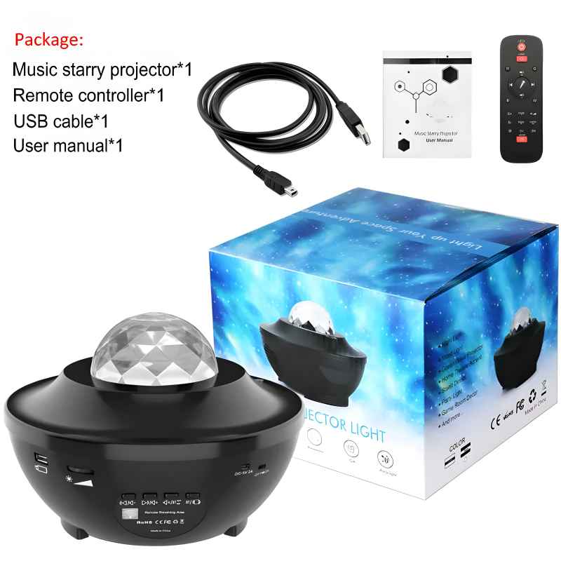 Portable Multi-Function LED Galaxy Projector Light with Bluetooth Speaker – Compact Design