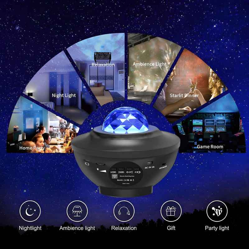 Portable Multi-Function LED Galaxy Projector Light with Bluetooth Speaker – Compact Design